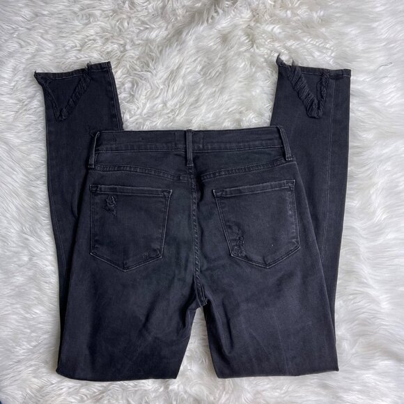 FRAME Le Skinny de Jeanne Jeans Le Color Rip Film Noir Mid Rise Distressed 28.5" - Picture 8 of 14